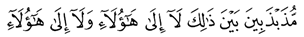 [The Hypocrites] sway between this and that, neither [fully] with the believers nor with the unbelievers. 